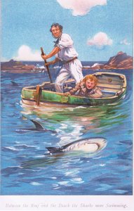Zwischen dem Riff und dem Strand schwammen die Haie von Archibald Webb