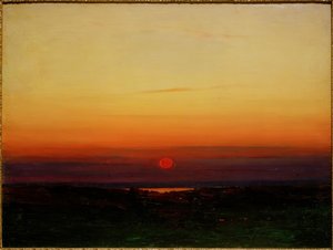 Sonnenuntergang über der Steppe an einem Seeufer von Archip Iwanowitsch Kuindschi