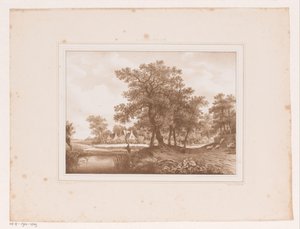Ansicht eines Landwegs und eines Grabens