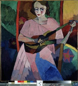 Frau mit Gitarre von Aristarkh Vasilievic Lentulov