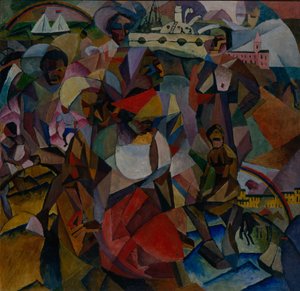 Studie der symbolischen Ähnlichkeiten im Porträt von Marianna Lentulova, 1912