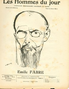 Titelblatt von „Les Hommes du jour“, Satirisch in Schwarz-Weiß