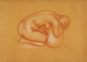 Kniendes Modell mit dem Kopf in den Händen ruhend, nach rechts gewandt von Aristide Maillol