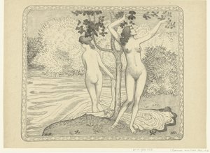 Zwei badende Frauen am Wasser (Sommer)