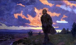 Wladimir Iljitsch Lenin (1870-1924) am Ufer von Arkadij Aleksandrovic Rylov