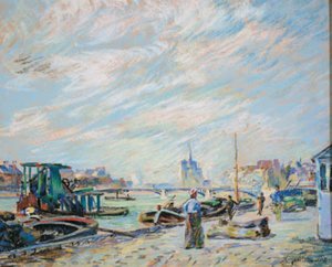 Aussicht über Quai Sully, jetzt Quai Henri IV, mit Notre Dame im Hintergrund