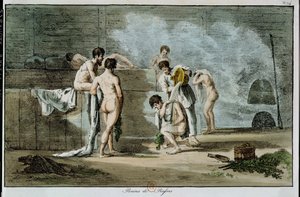 Russische Männer in einer Sauna, aus Moeurs et Coutumes Russes, 1821 von Armand Gustave Houbigant