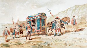 Eine Pferdekutsche eines Adligen aus dem 16. Jahrhundert von Armand Jean Heins