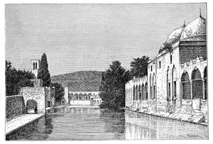 Die Moschee und der Brunnen von Abraham, Ofra At Tayyibah, Westjordanland, Israel, 1895