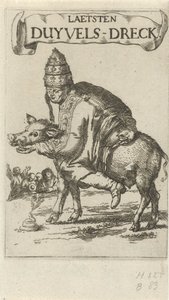 Papst auf einem Schwein von Arnold Houbraken