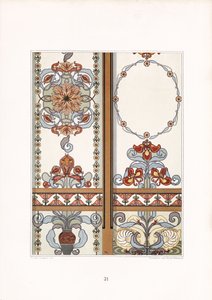 Jugendstil-Paneele mit Iris- und Blumenornamenten
