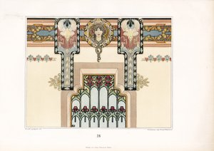 Jugendstil Wanddekoration mit Iris und figuralem Design von Arnold Lyongrün