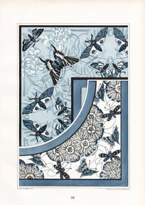Schmetterlinge und Motten in blau-weißem Blumenmuster von Arnold Lyongrün
