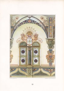 Dekorative Jugendstil-Innenarchitektur mit Bogen und heraldischen Elementen von Arnold Lyongrün