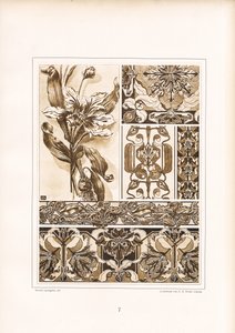Florale Ornamentstudien und Bordüren in Sepiatönen