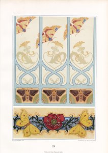 Insektenmotive in Jugendstil-Ornamenten: Schmetterlinge, Motten und Mohnblüten von Arnold Lyongrün