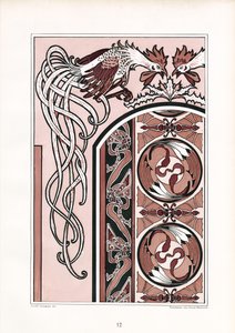 Ornamentale Buchdekoration mit Hähnen von Arnold Lyongrün