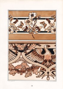 Ornamentale Kompositionen mit Blüten, Schmetterlingen und Adler von Arnold Lyongrün