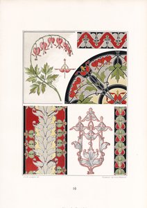 Ornamentstudien mit Tränenden Herzen und stilisierten Blattmotiven