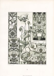 Mohnblumen-Ornamente in Monochrom von Arnold Lyongrün