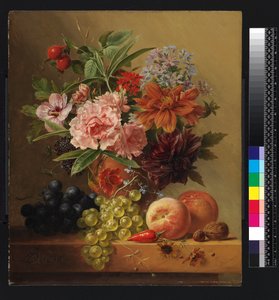 Topf mit Blumen und Früchten, vor 1844