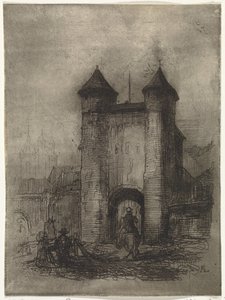 Ansicht des Helpoort in Maastricht, gesehen von der Feldseite