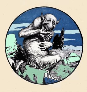 Der Gott Pan, halb Ziege halb Mensch. Illustration von Arpad Schmidhammer für Jugend von Arpad Schmidhammer