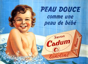 Baby in der Badewanne für Cadum-Seife 1958