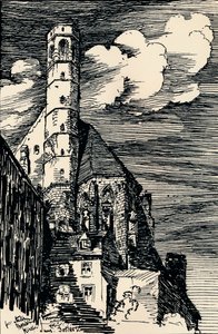 Die italienische Marienkirche, Wien, ca. 1900 von Arthur Beresford Pite