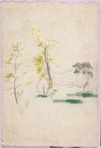Landschaft mit drei einzelnen Bäumen aus A.B. Davies Buch, Ausgabe 33, 50