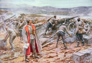 Serbische Artillerie im Einsatz gegen die Österreicher von Arthur C. (after) Michael
