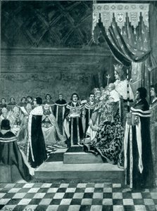 Heinrich VI. eröffnet das Parlament mit seiner Mutter von Arthur David McCormick