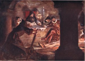 Die Inquisition! Schon der Name war mit Schrecken verbunden, Illustration aus Romance of History: The Netherlands, 1920er Jahre von Arthur David McCormick