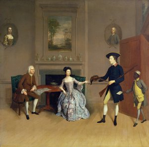 John Orde mit seiner Frau Anne und seinem ältesten Sohn William, aus Morpeth, Northumberland, ca. 1754-56 von Arthur Devis