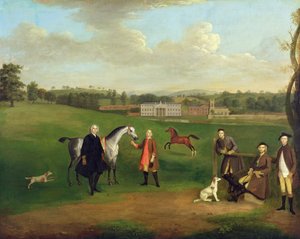 Leak Okeover, Rev. John Allen und Captain Chester in Okeover Hall, Staffordshire, ca. 1785 von Arthur Devis