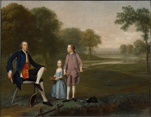 Richard Moreton, Esq. von Tackley mit seinem Neffen und seiner Nichte John und Susanna Weyland von Arthur Devis