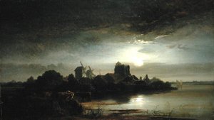 Ein Dorf bei Mondschein