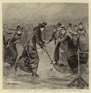 Hockey auf dem Eis, ein Damenmatch auf dem See im Wimbledon Park