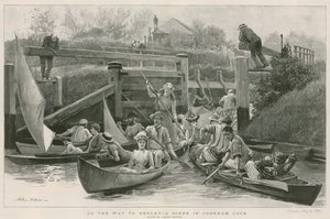 Auf dem Weg nach Henley - eine Szene in Cookham Lock von Arthur Hopkins