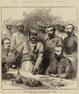 Der königliche Besuch in Indien, Scindia schlägt den Gesundheitswunsch des Prinzen von Wales in Gwalior vor von Arthur Hopkins