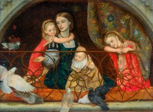 Mrs. Leathart und ihre drei Kinder, ca. 1863-65 von Arthur Hughes