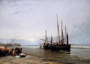 Luggers am Strand von Treport von Arthur Joseph Meadows