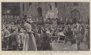 Das Kinderessen in der Guildhall, der Lord Mayor geht um die Tische