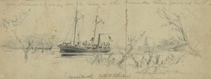 USS Currituck und der Schlepper Seth Low auf dem Pamunkey River, 1862