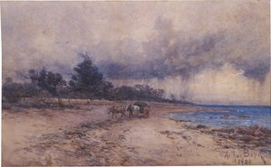 Ohne Titel (Sammeln von Seetang vor dem Sturm, Sandringham Strand) von Arthur Merric Boyd