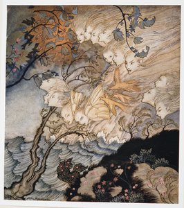 ?. Und manchmal Stimmen, Illustration aus William Shakespeares Der Sturm, veröffentlicht 1926 von Arthur Rackham