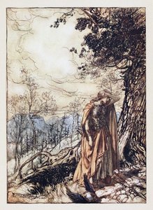 Brünnhilde. Illustration für Das Rheingold und Die Walküre von Richard Wagner von Arthur Rackham