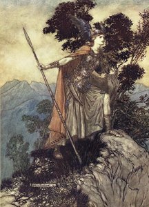 Brunhilde. Illustration für Das Rheingold und Die Walküre von Richard Wagner, 1910 von Arthur Rackham