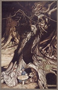 Butter wird aus den Wurzeln alter Bäume gewonnen, aus Peter Pan in Kensington Gardens von J. M. Barrie (1860 - 1937), veröffentlicht 1906