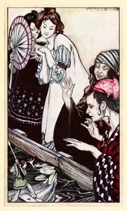 Gullivers Begegnung mit dem Frosch, aus Teil II: Eine Reise nach Brobdingnag in Gullivers Reisen von Jonathan Swift